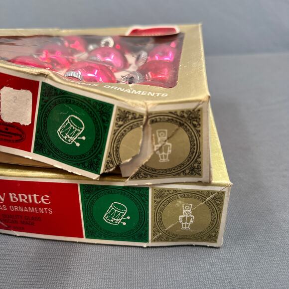 VTG Shiny Brite Glass Christmas Ornaments Pink Red 1 3/4" USA 2 Boxes 24 Balls - Picture 11 of 16